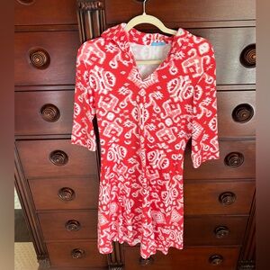 J Mclaughlin Red and White Patterned Dress